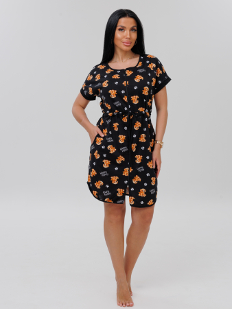 Женский халат Х-140(К) / Черный (собачки)