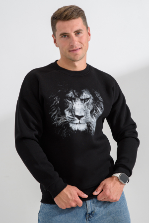 Мужской свитшот 8559 / черный+лев
