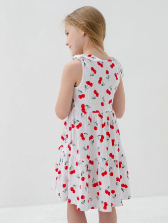 Детский сарафан "Романс" / Белый, вишня