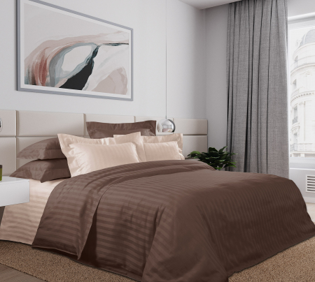 Постельное белье страйп-сатин ТМ Legends / Шоколад