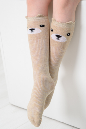 Детские гольфы Мишка и лиса (набор 2 пары) / бежевый, персик