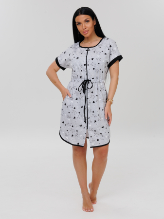 Женский халат Х-140(К) / Серый (сердечки)