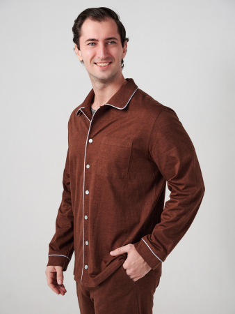Мужская пижама "Лен" (классическая) 2417-К / Коричневый
