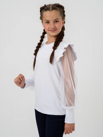 Детская блузка "Яра" длинный рукав / Белый