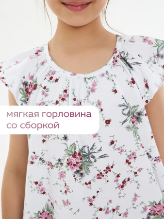 Детская сорочка "Луна" / Цветочки на белом