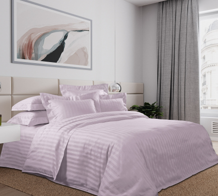 Постельное белье страйп-сатин ТМ Legends / Розовый крем