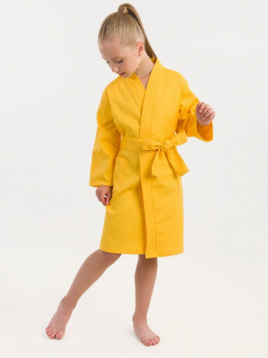 Детский вафельный халат / жёлтый