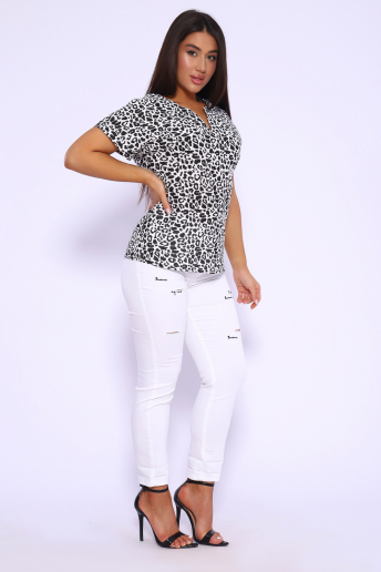 Женская футболка 32743 / леопард черный