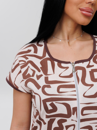 Женский халат Х-154(К) / Бежевый (коричневый узор)