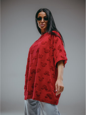 Женская футболка Ирбис / Махра, Микки бордо