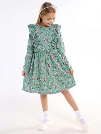 Детское платье "Красотка" / Веточки на зеленом