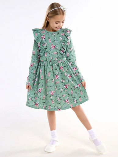 Детское платье "Красотка" / Веточки на зеленом