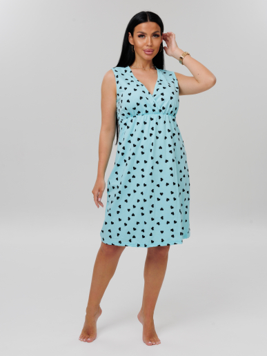 Женская сорочка для беременных Сор-80(К) / Бирюза (сердечки)