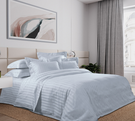 Ткань страйп-сатин / Голубой