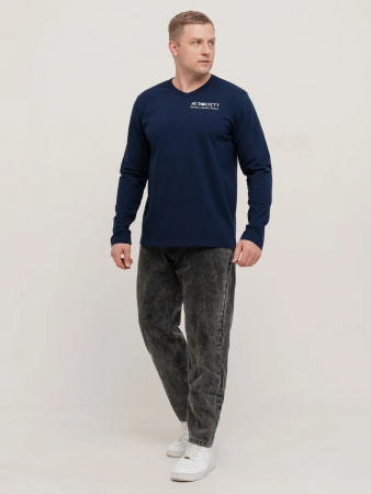 Мужской лонгслив "Оникс" арт.мк1282 / Темно-синий
