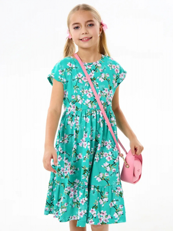 Детское платье "Ласточка" / Цветущий сад на ментоле