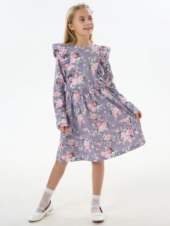 Детское платье "Красотка" / Розы на фиолетовом