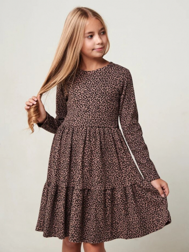 Детское платье "Барби" длинный рукав / Коричневый