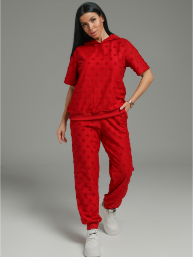 Женский костюм Суфле / Махра, бордо сердечки