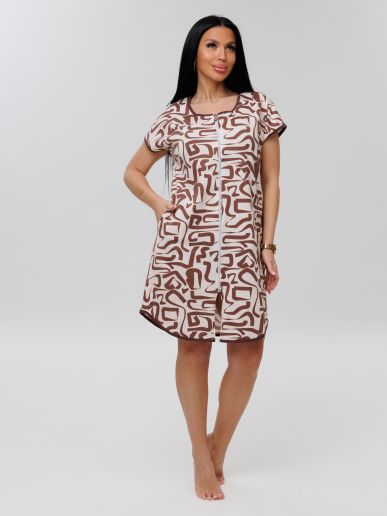 Женский халат Х-154(К) / Бежевый (коричневый узор)