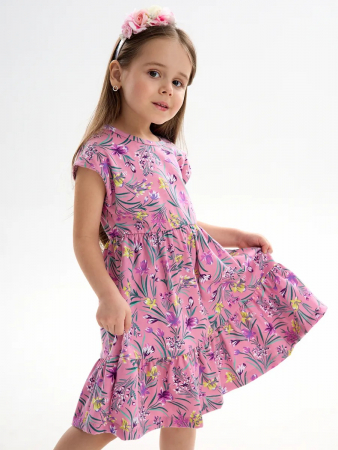 Детское платье "Ласточка" / Ирисы на розовом