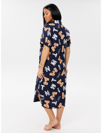 Женский халат Х-105(К) / Темно-синий (надписи)