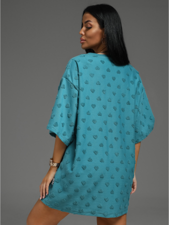 Женская футболка Ирбис / Махра, петроль сердечки