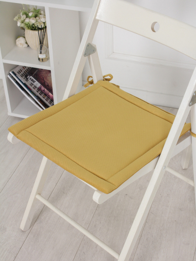 Комплект квадратных подушек на стул с завязками (4 шт.) арт. PKK / Желтый