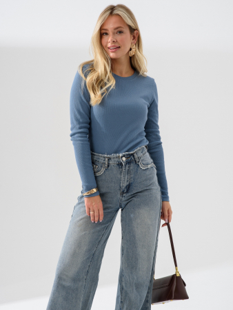 Женский лонгслив "Кашкорсе" 2382-Каш / Индиго