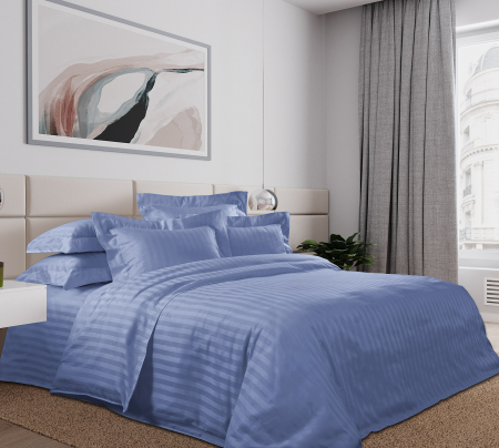 Ткань страйп-сатин / Синий