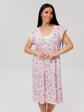 Женская сорочка Сор-71(К) / Пудровый (цветы)