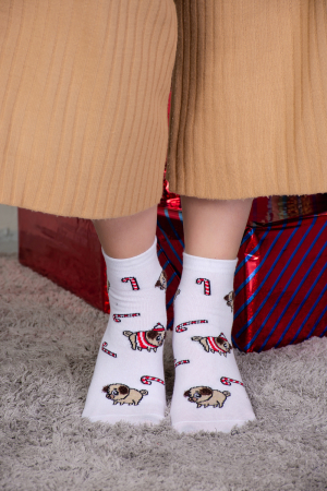 Женские носки  стандарт Символ дружбы (набор 3 пары) / белый, красный, серый