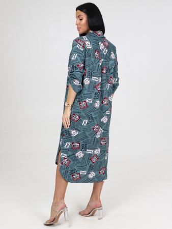 Женская туника МИДИ ТК-25 / Оливковый, газета