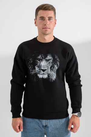 Мужской свитшот 8559 / черный+лев