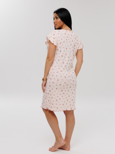 Женская сорочка Сор-107(Каш) / Песочный (цветы)