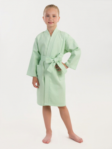 Детский вафельный халат / мятный