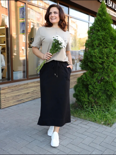 Женская юбка двухнитка / Черный