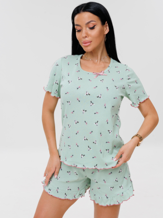 Женская пижама П-97(Каш) / Мятный (птички)