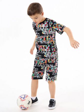 Детская пижама с шортами "Сорванец" / Город на черном