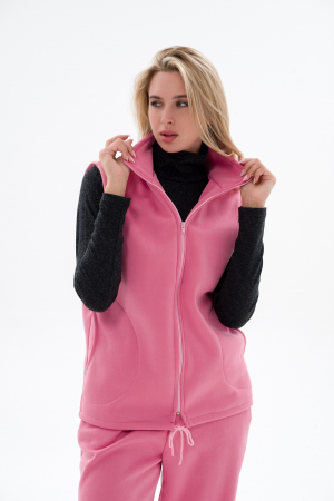 Жилет женский из футера / Персидский розовый макси