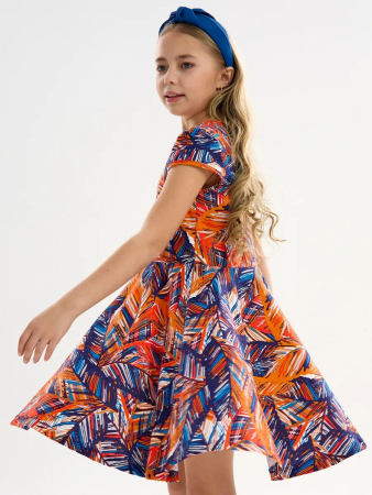 Детское платье "Птичка" / Тропики оранжевые