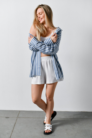 Женская блузка (рубашка) Тропический рай-2 / Голубая