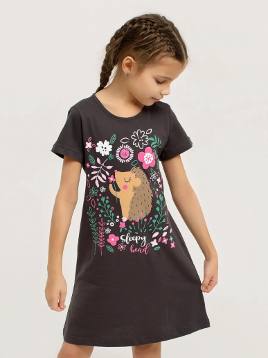 Детская сорочка "Ёжик" / Темно-серый арт. дк311с