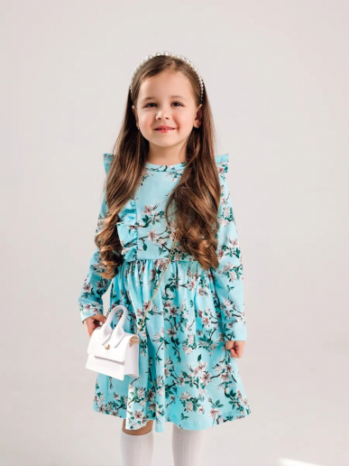 Детское платье "Красотка" / Цветущий сад на голубом
