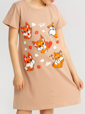 Детская сорочка "Мультяшки" / Бежевый арт. дк230б