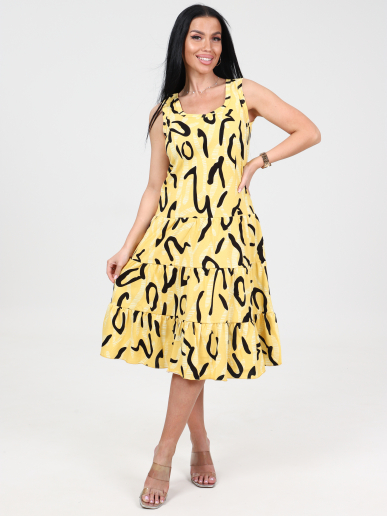 Женский сарафан 3 ЯРУСА СК-761 / Узоры на желтом
