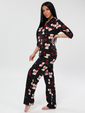 Женский костюм К-132(К) / Черный (медвежата)