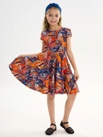 Детское платье "Птичка" / Тропики оранжевые