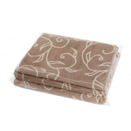 Махровое полотенце "Самойловский Текстиль" Форест / мокко, светло-бежевый, узоры