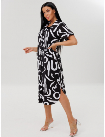 Женский халат Х-105(К) / Черный (белый узор)